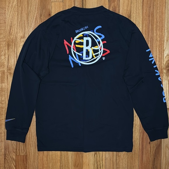 Nike Brooklyn Nets Courtside City Edition Sports Sweatshirt Men's Black - Picture 4 of 6